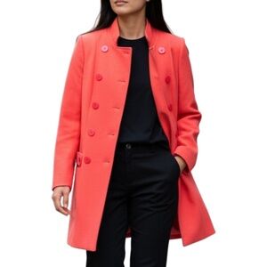 Stunning Deep Coral Forenza Double-Breasted Coat, size XS